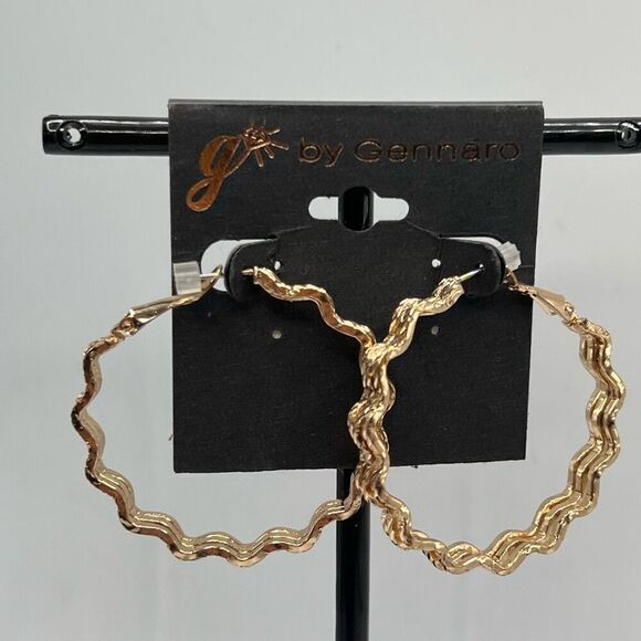 G by Gennaro GOld Triple Strand Wavey Hoop Earrings $16ea / 3 for $25 - Picture 2 of 5
